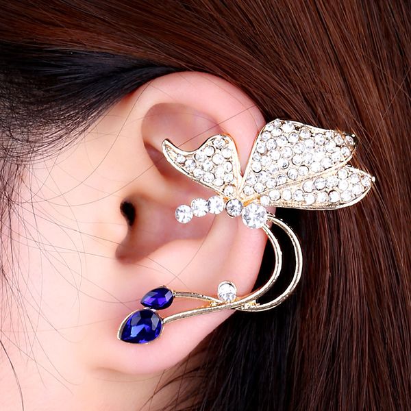 

fashion jewelry ear clip stud earrings for women elegant alloy butterfly shape ear cuff clip on earrings, Silver