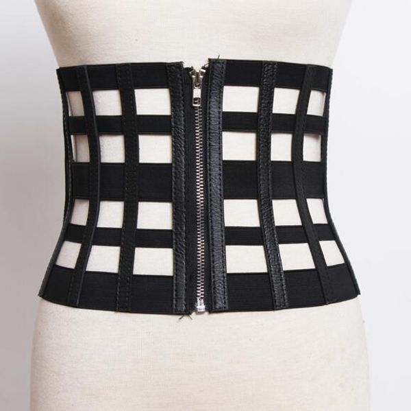 

women's runway fashion hollow out leather cummerbunds female dress coat corsets waistband belts decoration wide belt r1804, Black;brown