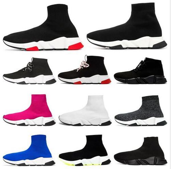 

2020 designer sock shoes speed trainer casual ankle boot triple black white glitter women mens chaussures platform sports sneakers 36-45