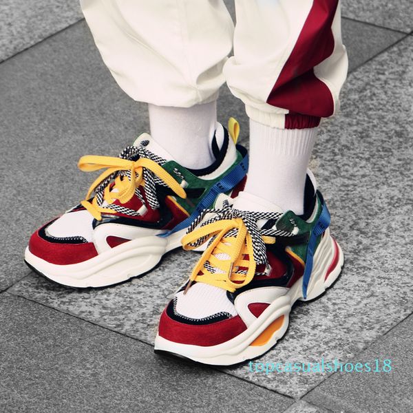 

папа мужской обуви 2019 мода канье уэст света сетки дышащая мужская повседневная обувь коренастый туфли-tenis кроссовки zapatos хомбре т18, Black