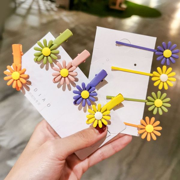 Women Colorful Flower Hairpin Girl Sunflower Hair Clip Barrettes Candy Color Daisy Headwear Hair Accessories Hair Bows For Girls Girls Hair Bows From