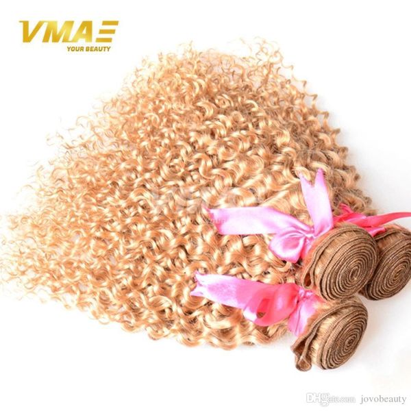 Brésilienne Blonde Bouclés Extensions de Cheveux Miel Blonde Armure de Cheveux Humains 3 PCS Couleur 27 Crépus Bouclés Blonde Vierge Cheveux OPP