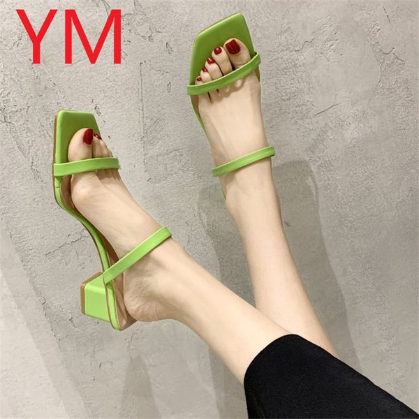 

2020 women pumps solid ankle strap shoes for square toe heels sandals party wedding woman high heels zapatos 35-39, Black
