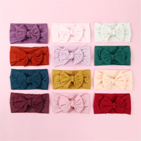 

15pcs/lot girls big floppy cotton bow headband for kids solid elastic cloth hair band large bows children soft hair accessories, Slivery;white
