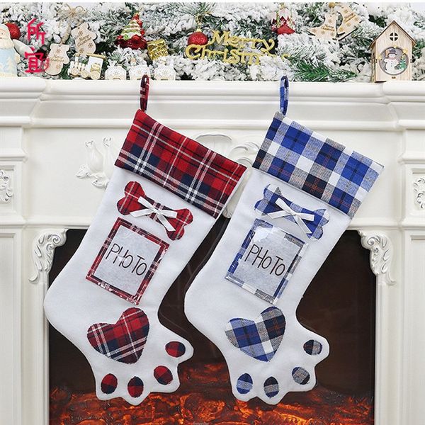 

dog paw christmas stocking cute tree christmas decorations stocking candy gift bag christmas decorative socks bags t2i5362