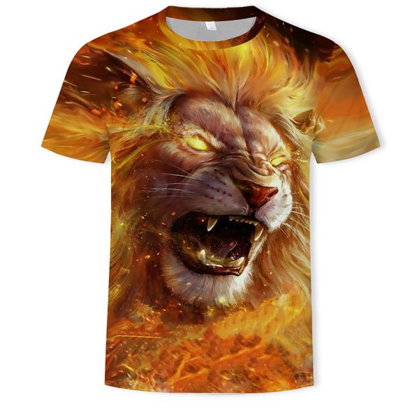 

mensflame lion 3d digital printed t-shirt wear short sleeve, White;black