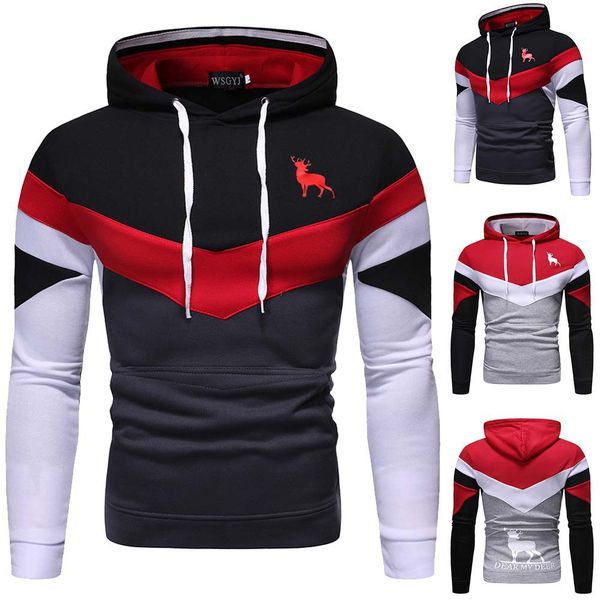 

2020new arrival men's hoodies fashion deer printed long-sleeved sweater european and american style slim tide women's sweatshirts, Black