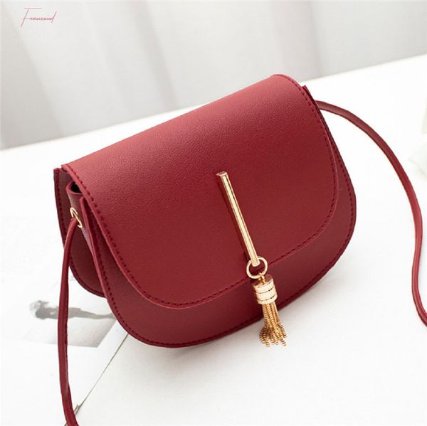 

women fashion pu leather solid hasp shoulder messenger bags lady mini fringe tassels shell handbags gift new