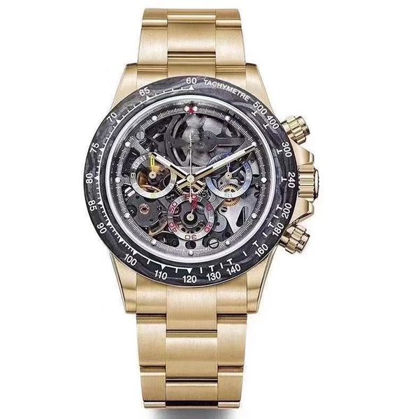 

men high-grade 40mm carbon fiber shell ceramic dial multi-functional automatic mechanical watch, with luminous automatic mechanical watch, Slivery;brown