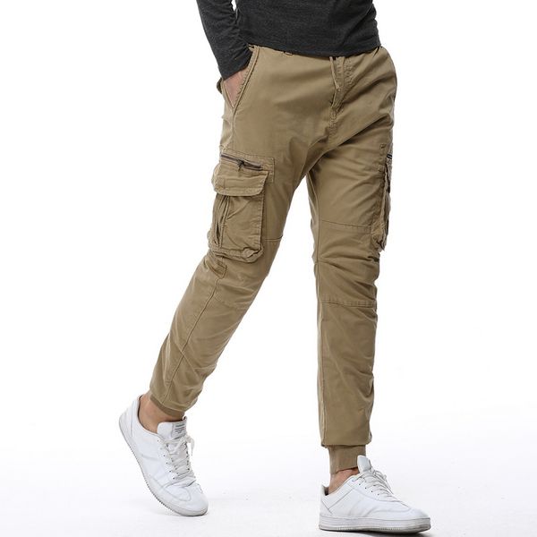 

men's pants fashion tactical multi-pocket cargo men outdoor hiking trouser casual pencil 29-38 sweatpants, Black