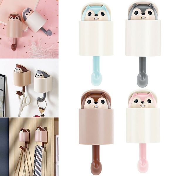 

newly adhesive wall hooks cartoon cute squirrel hooks for kid's room living room bedroom