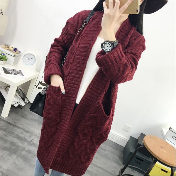 

women designer sweater womens sweaters winter new style thickening medium long coat, korean version loose large code leisure cardigan, White;black