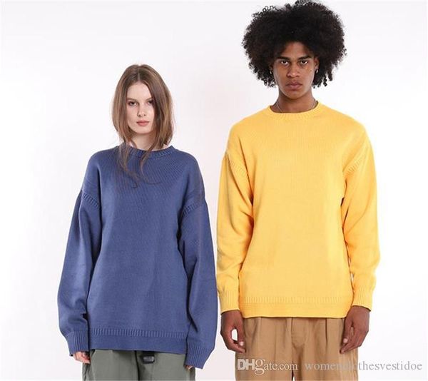 

winter mens knitted sweater fashion pullover loose long sleeves sweaters designer mens solid color warm, White;black