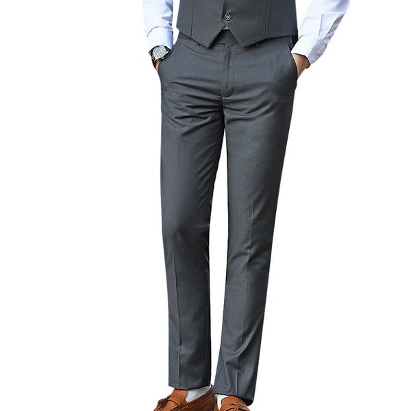 

vogue men suit pant business pure color casual trousers formal cotton pants for men mens dress pants slim homme plus size, White;black