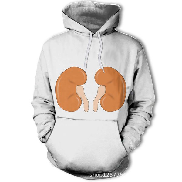 

mens designer hoodie sweater 3d digital printing human organs, Black
