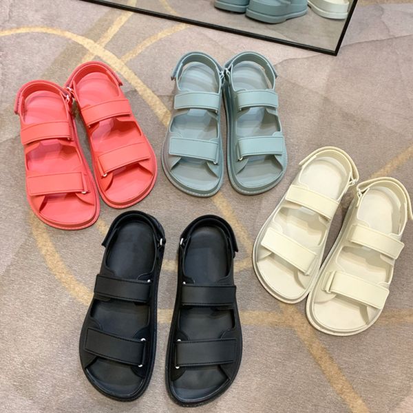 

2020 fashion falt shoes women sandals runway hook & loop shoes summer gladiator, Black