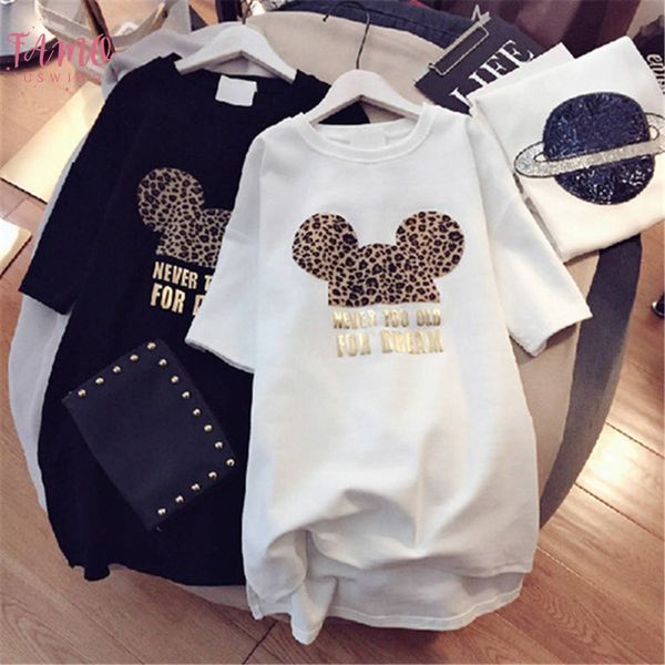 

women casual cute cartoon plus size 4xl dresses short sleeve black white casual mini fashion loose summer dress leopard 2020, Black;gray