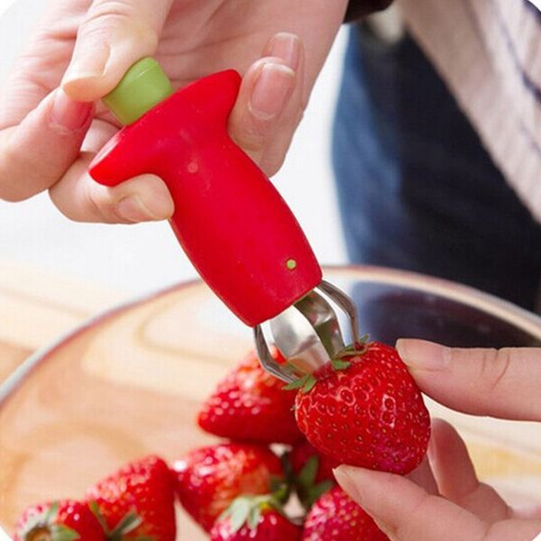 

1pc strawberry huller corers metal tomato stalks stainless steel fruit leaf stem remover gadget kitchen tool for wh0073