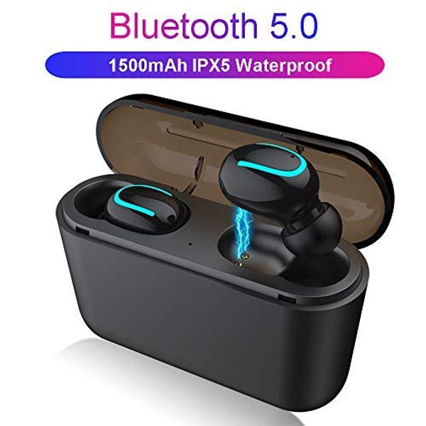 

q32 tws wireless headphones bluetooth 5.0 earphones binaural stereo sports bluetooth earbuds with mic ipx5 waterproof power bank