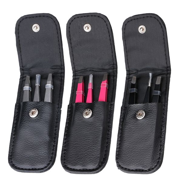 

3pcs hand tweezer set stainless steel slant tip/point tip/flat tip eyes eyebrow tweezers for face hair removal make up tools