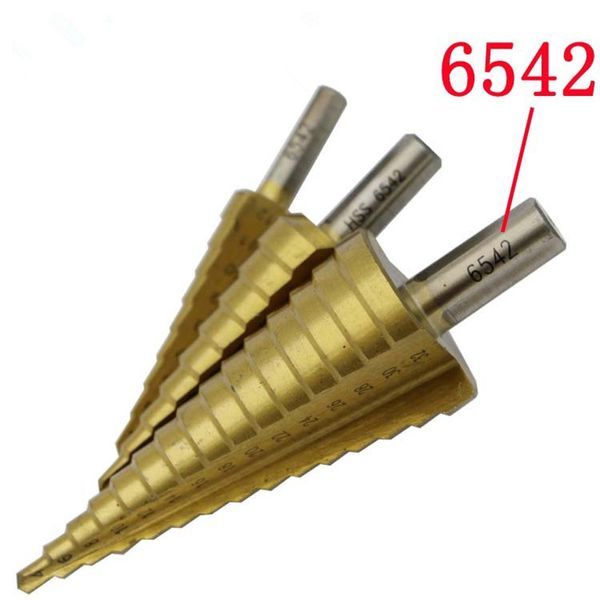 

3pcs metric spiral flute the pagoda shape hole cutter 4-12/20/32mm hss steel cone drill bit set hss steel step sharpening