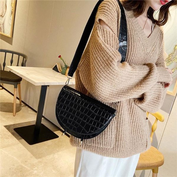 

women's fashion trendy stone pattern leather shoulder bag messenger bag handbag