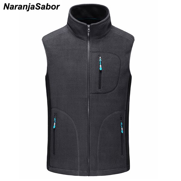 

naranjasabor men's autumn winter fleece softshell vests warm waistcoat mens casual sleeveless outwear jacket male brand clothing, Black;white