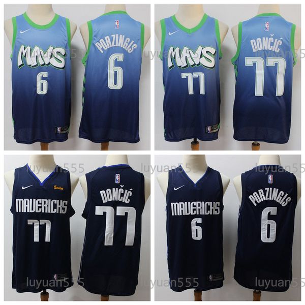 

men's dalla mavericks luka 77 doncic jersey kristaps 6 porzingis dirk 41 nowitzki city edition basketball jerseys 215, Blue;black