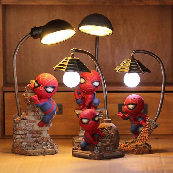 

creative cartoon avengers action figures spider man night lamp resin children bedroom led night light for boy kids xmas gift fa3290