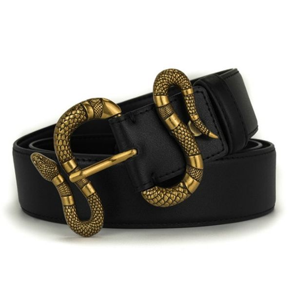 Cinture serpente cintura uomo donna con lettera casual liscia fibbia fibbia larghezza 3,8 cm pelle bovina di alta qualità