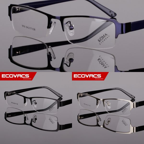 

titanium alloy half- men's business casual glasses spring leg myopia small square frame alloy glasses frame 1816, Silver