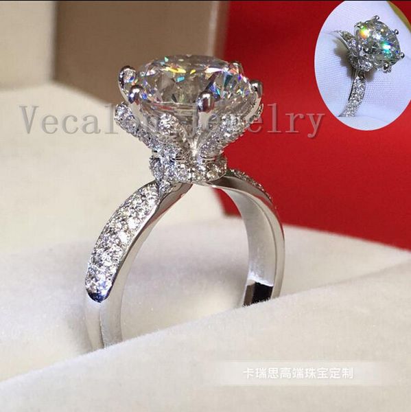 

promotion 94%off vecalon engagement wedding band ring for women 3ct diamond cz stone ring 925 sterling silver female finger ring, Slivery;golden