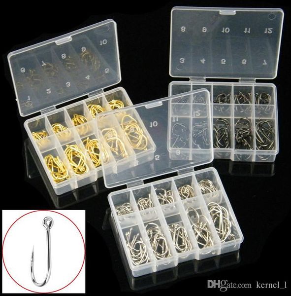 

100pcs 1box 3-12# 3-color ise hook high carbon steel barbed hooks fishing hooks pesca carp fishing tackle accessories transparent box