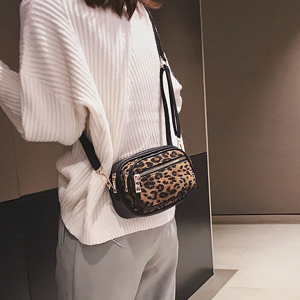 

new women's bag new fashion leopard-print portable slung shoulder wide band
