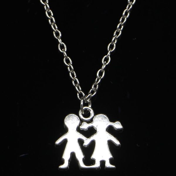 

20pcs new fashion necklace 16x17mm boy girl lover silver pendants short long women men colar gift jewelry choker