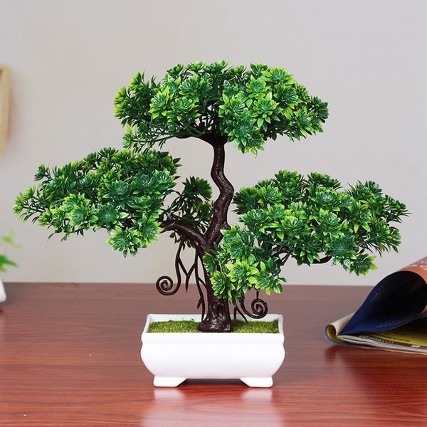 

1pc artificial flowers fake green pot plants simulation welcoming pine mini bonsai decorative ornament home deskdecor 2019