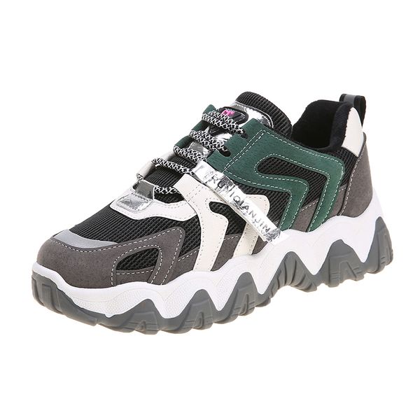 

ladies walking shoes casual fashion outdoor sports shoes korean lightweight comfortable thick-soled daddy wild tide, Black