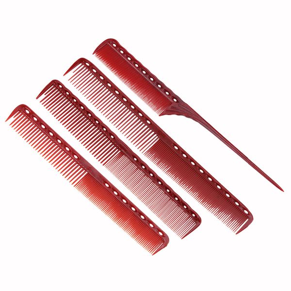 

4pcs/set anti-static red hairdressing comb detangling platic straightening comb barber hair different design combs set, Silver