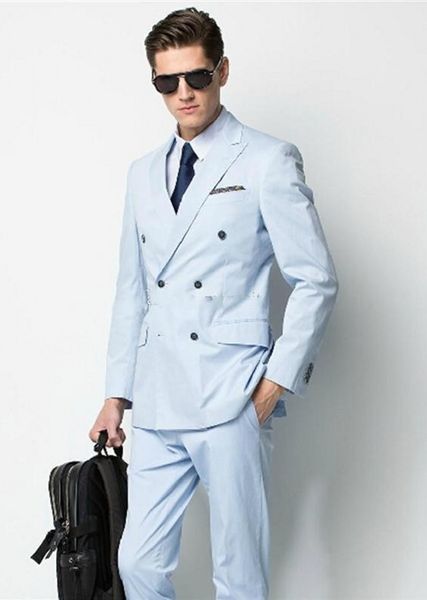 

light grey groom tuxedos double-breasted men wedding tuxedos side vent jacket blazer popular men dinner/darty suit(jacket+pants+tie) 1153, Black;gray