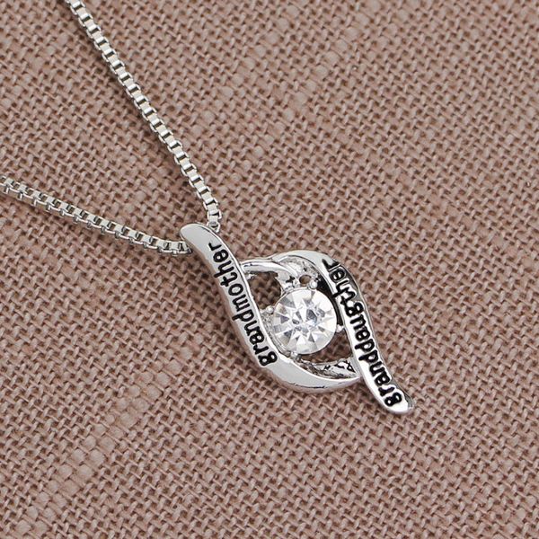 

new fashion grandmother &granddaughter letter charm with diamond pendant necklaces choker women jewelry gift ing, Silver