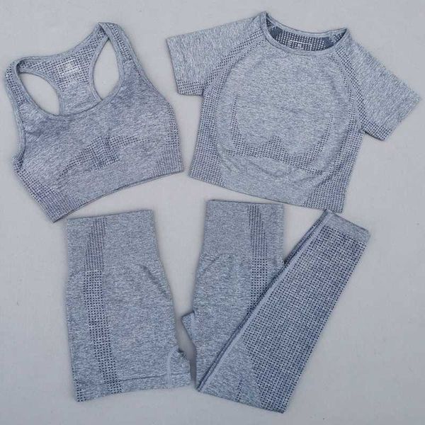 

women seamless yoga set fitness sports suits short sleeve crop high waist leggings+sports bra+sport shorts gym clothing