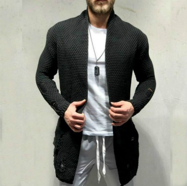 

hole mens designer sweaters fashion loose panelled pocket mens cardigan sweaters casual long sleeve males clothes, White;black
