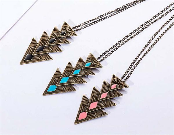 

hipster retro triangle alloy dripping exaggerated pendant long necklace female djn449 mix order pendant necklaces jewelry, Silver