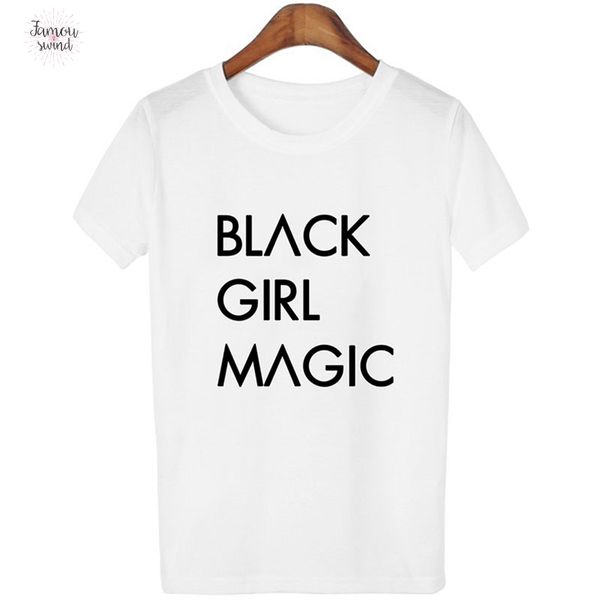 

summer tshirt women new arrivals black girl magic letters tshirt vogue harajuku streetwea t shirts women funny top, White