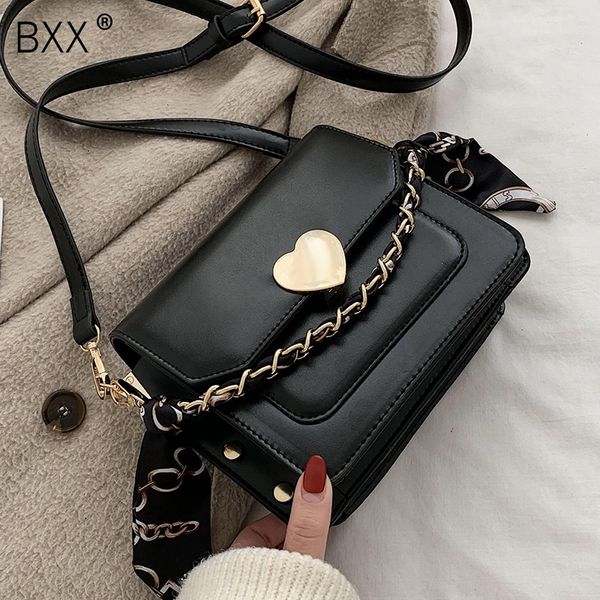 

bxx] pu leather solid color crossbody bags for women 2020 fashion shoulder messenger bag lady chain handbags and purses hk175