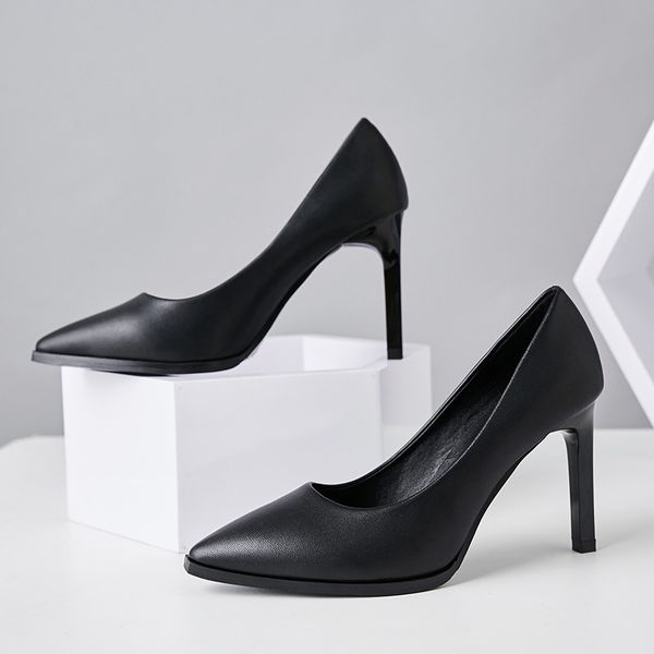 

new stiletto ladies single shoes shallow mouth professional flight attendant female super high heel black dress high heels
