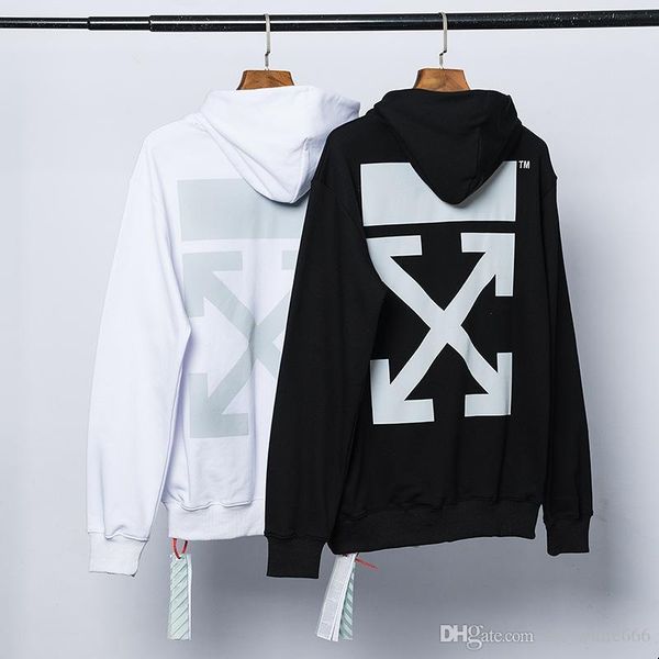 

mens luxury hoodies head european version reflective thick arrow print hoodie couple loose casual hooded sweater, Black