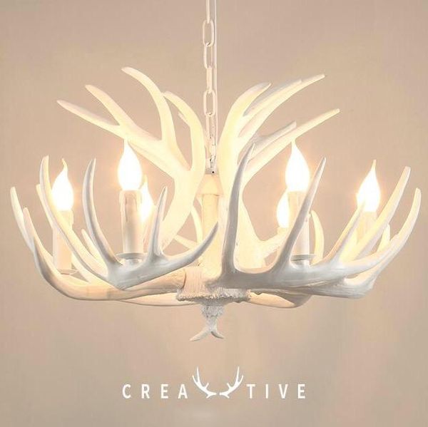 

modern white chandeliers creative candle antler chandelier american retro resin deer horn lamps home decoration ceiling lighting