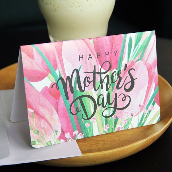 

1pcs happy mother's day handwriting paper cards blessing message memo thank you cards with paper envelopes gift greeting