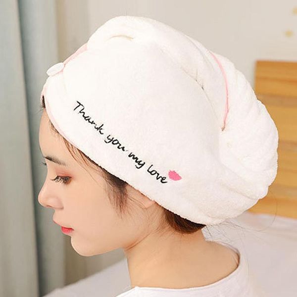 

2020 heart smile women water absorbent quick dry wrap hair hat bathe shower towel cap, Blue;gray